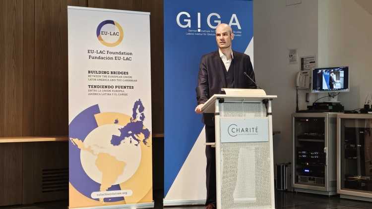 Adrián Bonilla, President of EU-LAC Foundation, speaking at the symposium